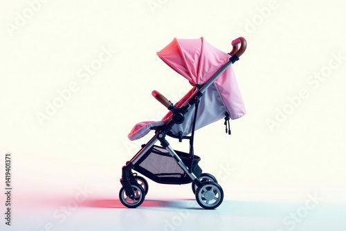 Subtle stroller print, pastel colors on white, stylish, yellow