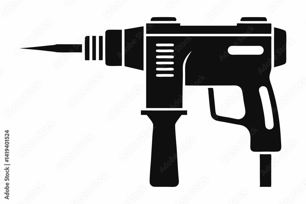 rotary hammer silhouette line art vector illustration rotary hammer silhouette line art vector illustration
