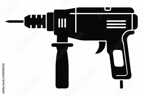 rotary hammer silhouette line art vector illustration