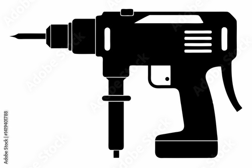 rotary hammer silhouette line art vector illustration