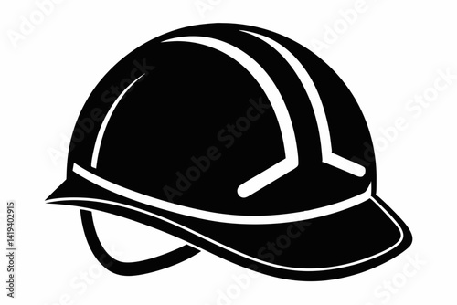 safety helmet silhouette line art vector illustration