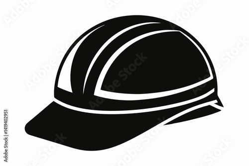 safety helmet silhouette line art vector illustration