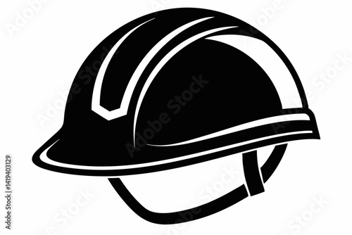 safety helmet silhouette line art vector illustration