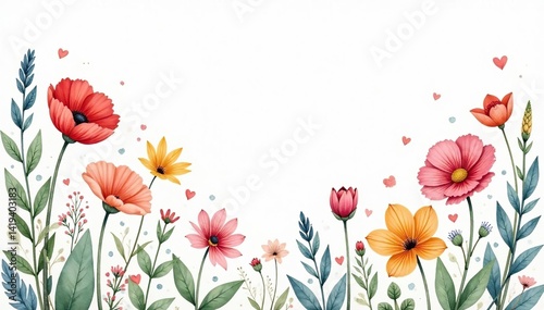 Delicate repeating watercolor wildflowers, soft hues , flowers, subtle, pink