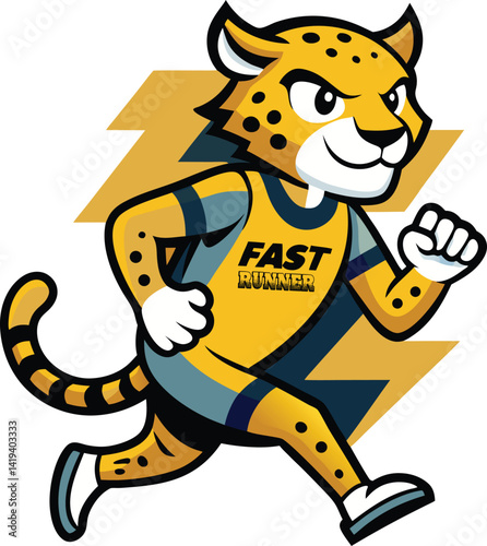 A mascot logo of a determined and speedy cartoon cheetah wearing athletic gear, representing fast delivery and efficiency for a logistics service