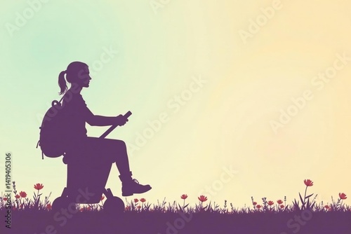 Subtle stroller silhouette repeat on pastel background, texture, bold