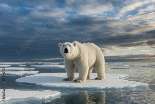 Polar bear on ice floe climate change arctic wildlife endangered species global warming nature photography photo