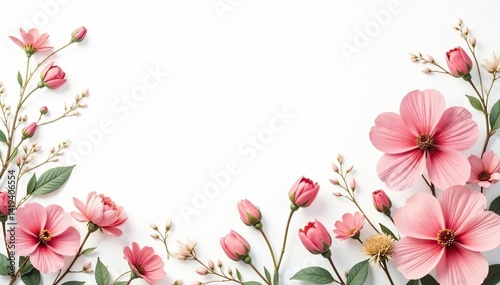 Delicate, small-scale floral print on white background, leaf, pretty, nature