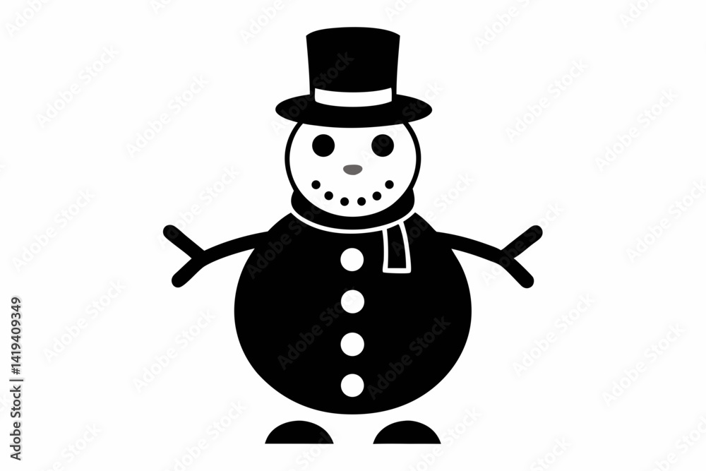 snowman silhouette line art vector illustration snowman silhouette line art vector illustration