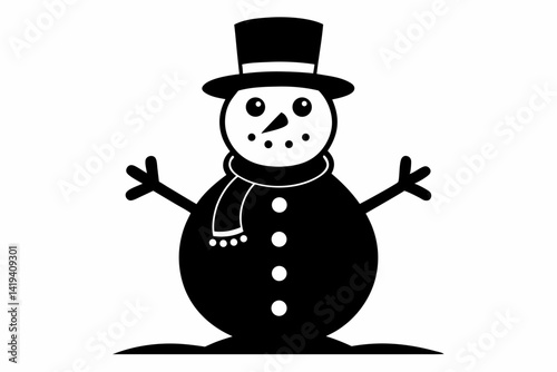 snowman silhouette line art vector illustration