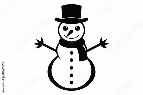 snowman silhouette line art vector illustration