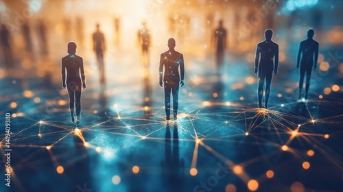 Abstract representation of digital connections and human figures