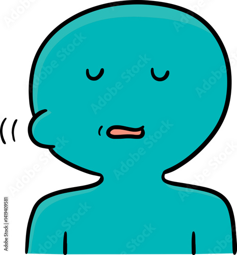 Illustration of man chewing bubble gum

