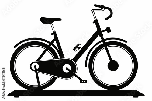stationary bike silhouette line art vector illustration