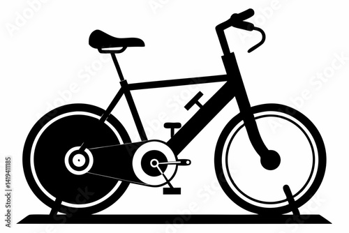 stationary bike silhouette line art vector illustration