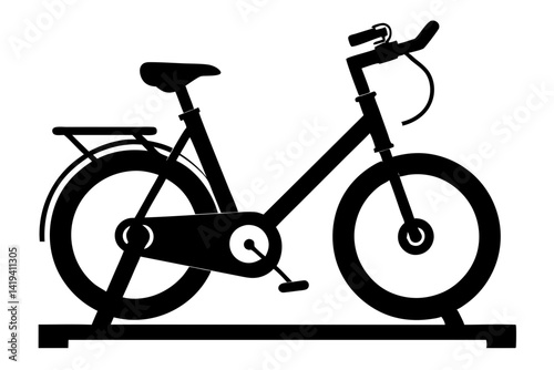 stationary bike silhouette line art vector illustration