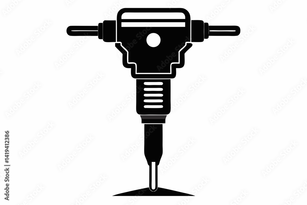 tamping rammer silhouette line art vector illustration tamping rammer silhouette line art vector illustration