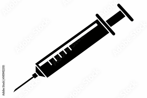 syringe silhouette line art vector illustration