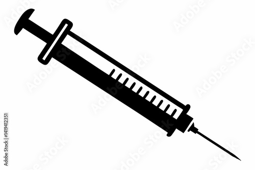 syringe silhouette line art vector illustration