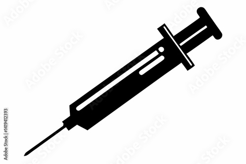 syringe silhouette line art vector illustration