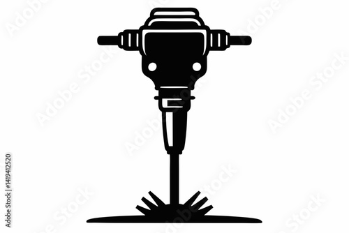 tamping rammer silhouette line art vector illustration