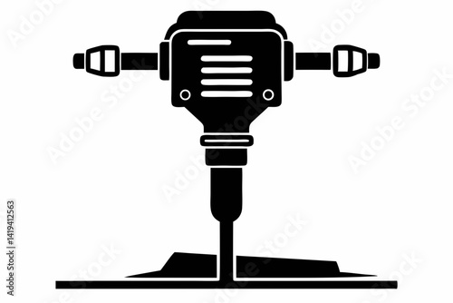 tamping rammer silhouette line art vector illustration