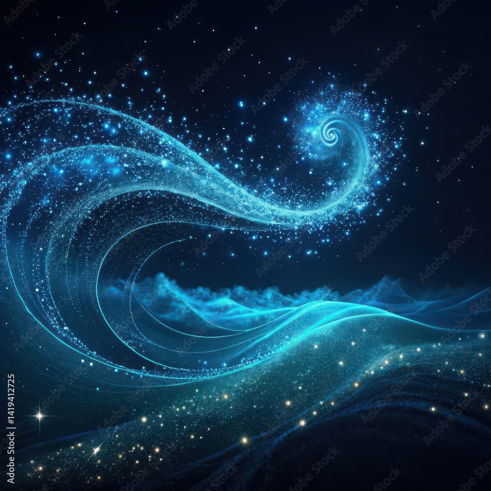 Obraz premium Ethereal Jellyfish Dance in a Luminous Underwater Galaxy