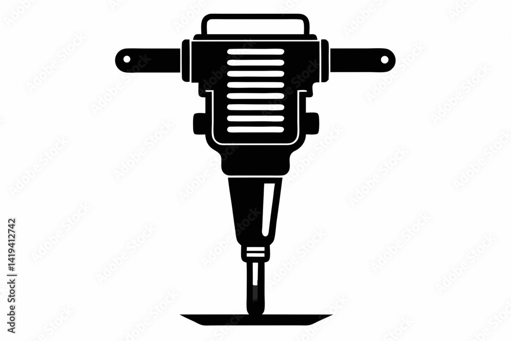 tamping rammer silhouette line art vector illustration tamping rammer silhouette line art vector illustration