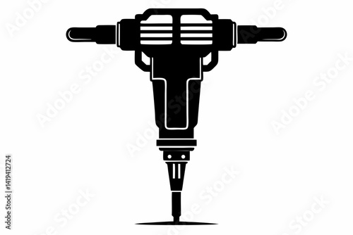 tamping rammer silhouette line art vector illustration