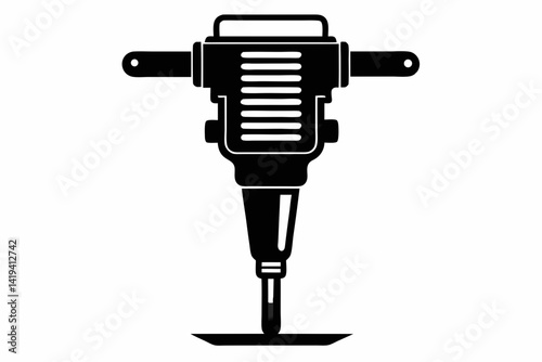 tamping rammer silhouette line art vector illustration