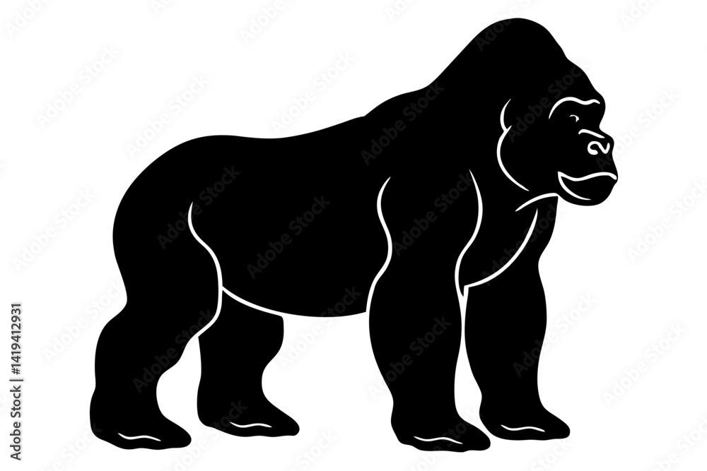 Obraz premium Gorilla vector silhouette illustration on white background
