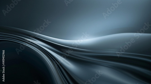 Dark blurry grey abstract background with glowing flow curves and shapes, perfect for luxury, tech, and presentations.

