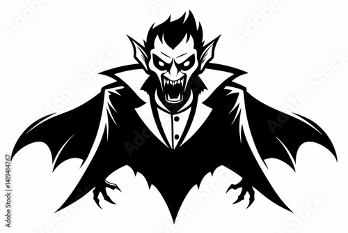 vampire silhouette line art vector illustration