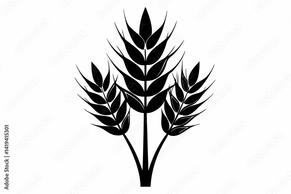 Fototapeta premium wheat plant silhouette line art vector illustration
