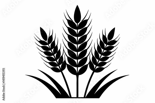 wheat plant silhouette line art vector illustration