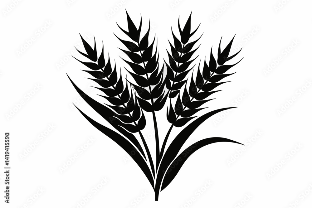Naklejka premium wheat plant silhouette line art vector illustration