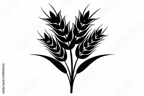 wheat plant silhouette line art vector illustration