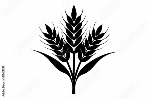 wheat plant silhouette line art vector illustration