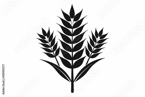 wheat plant silhouette line art vector illustration