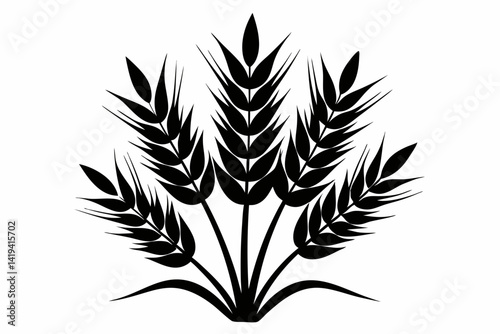 wheat plant silhouette line art vector illustration