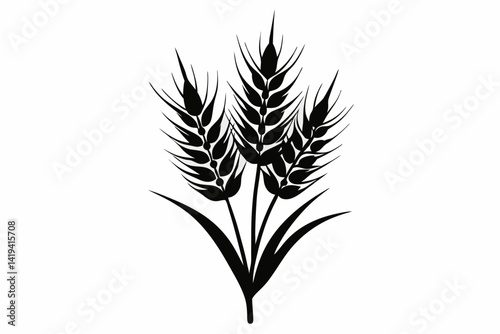 wheat plant silhouette line art vector illustration