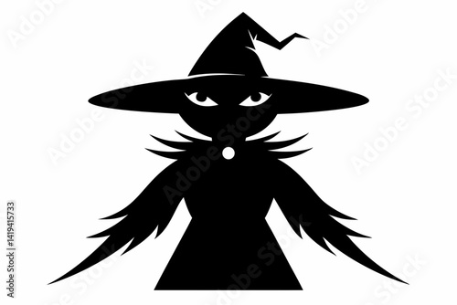 witch silhouette line art vector illustration