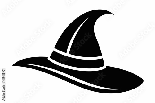 witch hat silhouette line art vector illustration