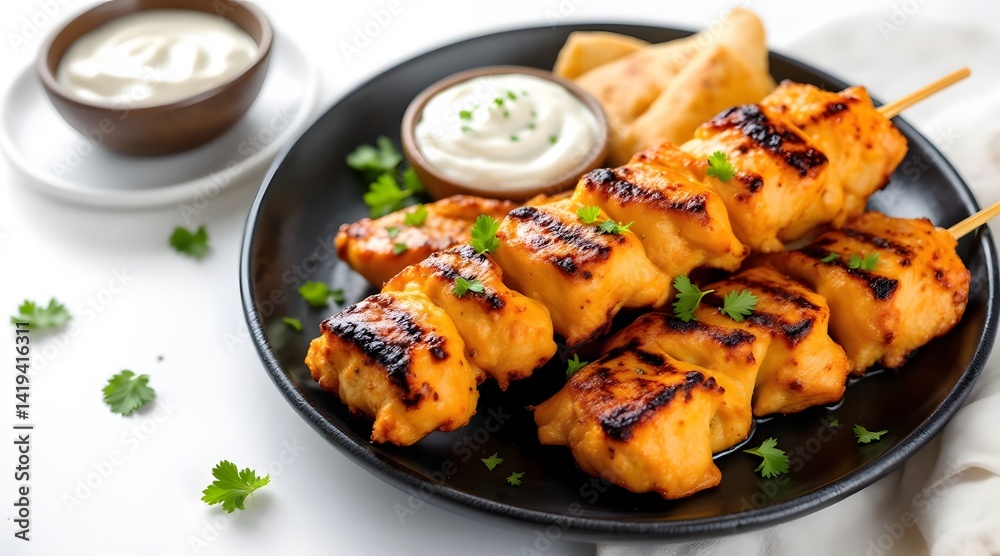 Delicious Grilled Chicken Skewers with Creamy Yogurt Dip Delicious Grilled Chicken Skewers with Creamy Yogurt Dip