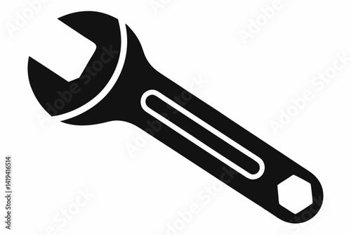 wrench silhouette line art vector illustration