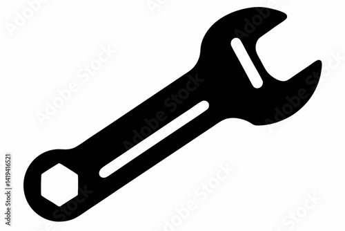 wrench silhouette line art vector illustration