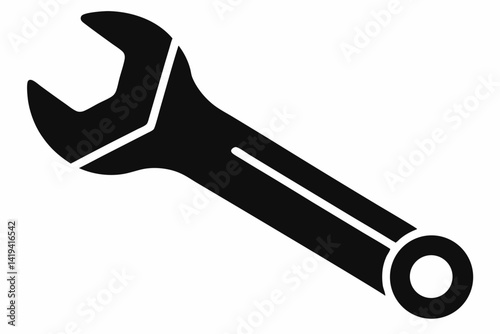 wrench silhouette line art vector illustration