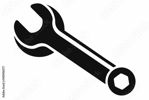 wrench silhouette line art vector illustration