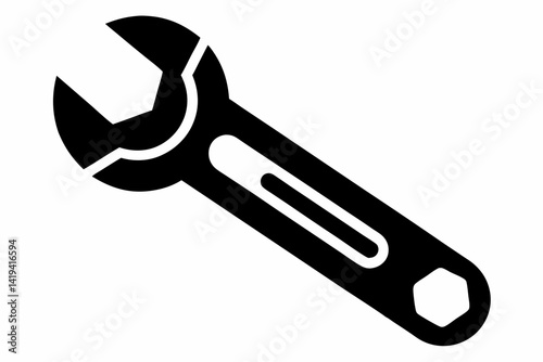 wrench silhouette line art vector illustration