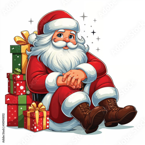 santa claus with gifts Cartoon Vector Illustration isolated